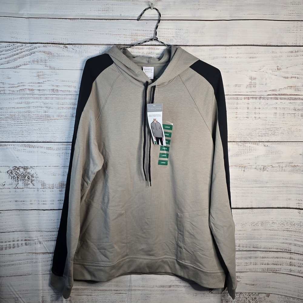 NWT Berkley Jensen Performance Hoodie Men’s Large Athletic Pullover Gray/black